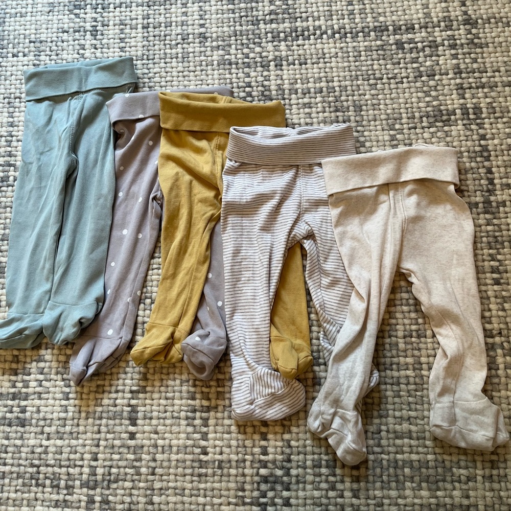 H&M Baby Unisex Cotton Footie Pants Bundle | 9 months